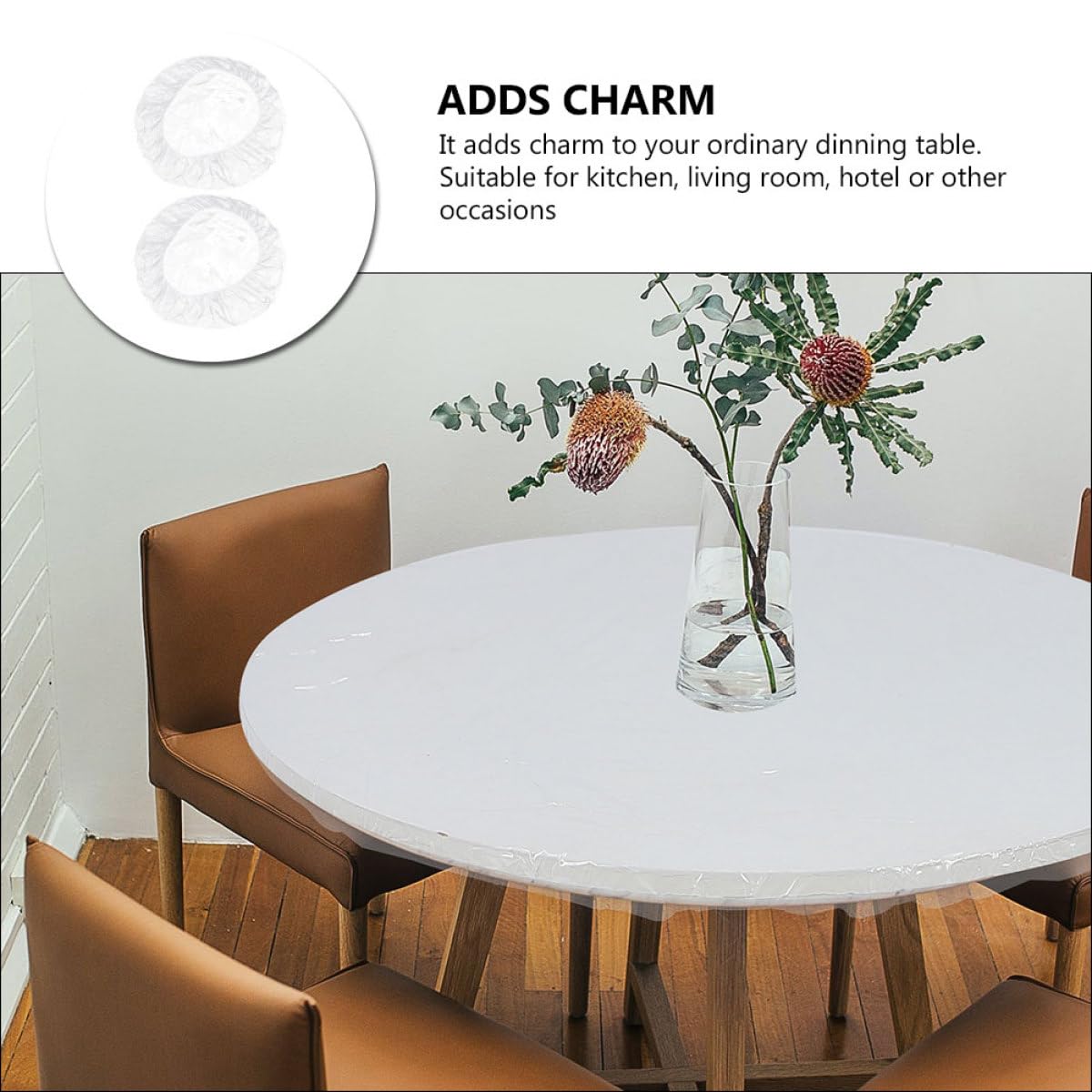 CALLARON Set 2 Pezzi Tovaglia Elastica Rotonda in Pvc Retro in Flanella, Assorbente e Leggera, Design Semplice ed Elegante per Hotel e Regali per Inaugurazione Casa