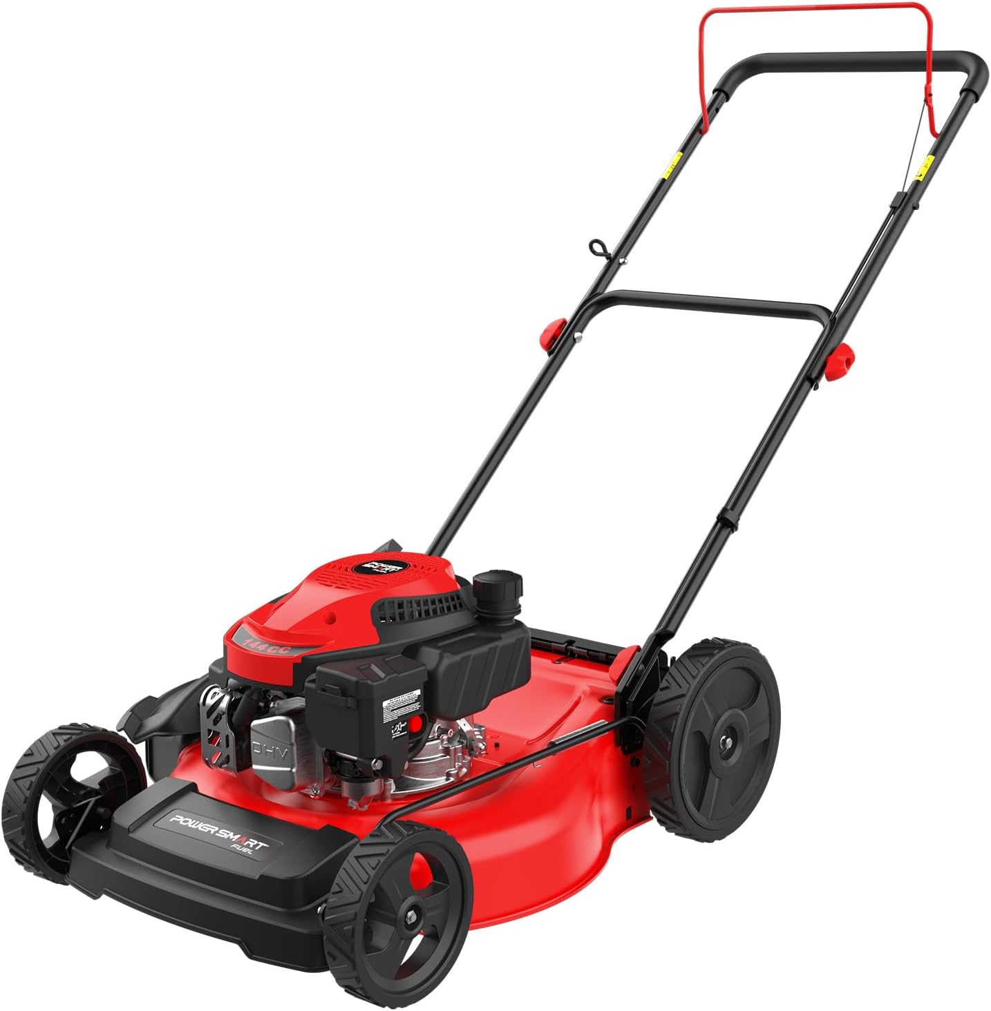 PowerSmart EasyCut 21-Inch Gas Lawn Mower, 144cc 4-Stroke OHV Engine, 2-in-1 Push Mower with Mulching & Side-Discharge