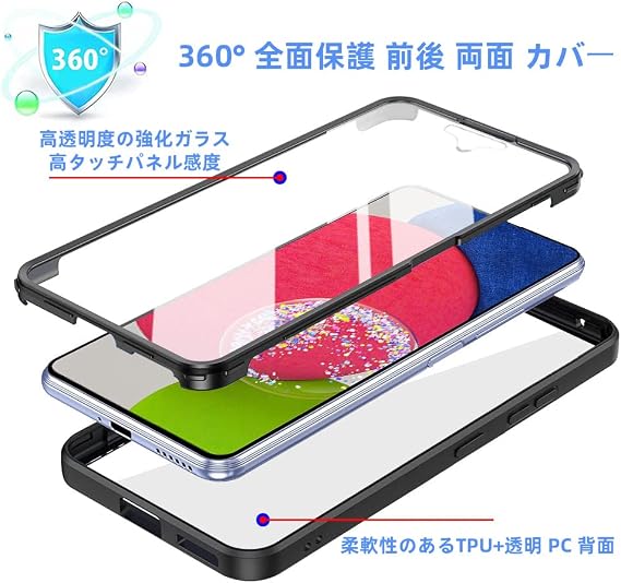 Samsung Galaxy A54 5G Case AFINER 360° Full Protection Front and Rear Double-Sided Cover High Touch Screen Sensitivity 9H Tempered Glass TPU + PC Clear Smartphone Case Full Cover Lightweight Thin