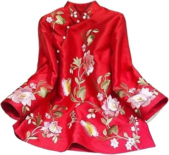 LIXINGHEITANG Suit Shirt National Style Traditional Elegant Embroidery Women Blouse Plus Size Loose Female Hanfu Tops