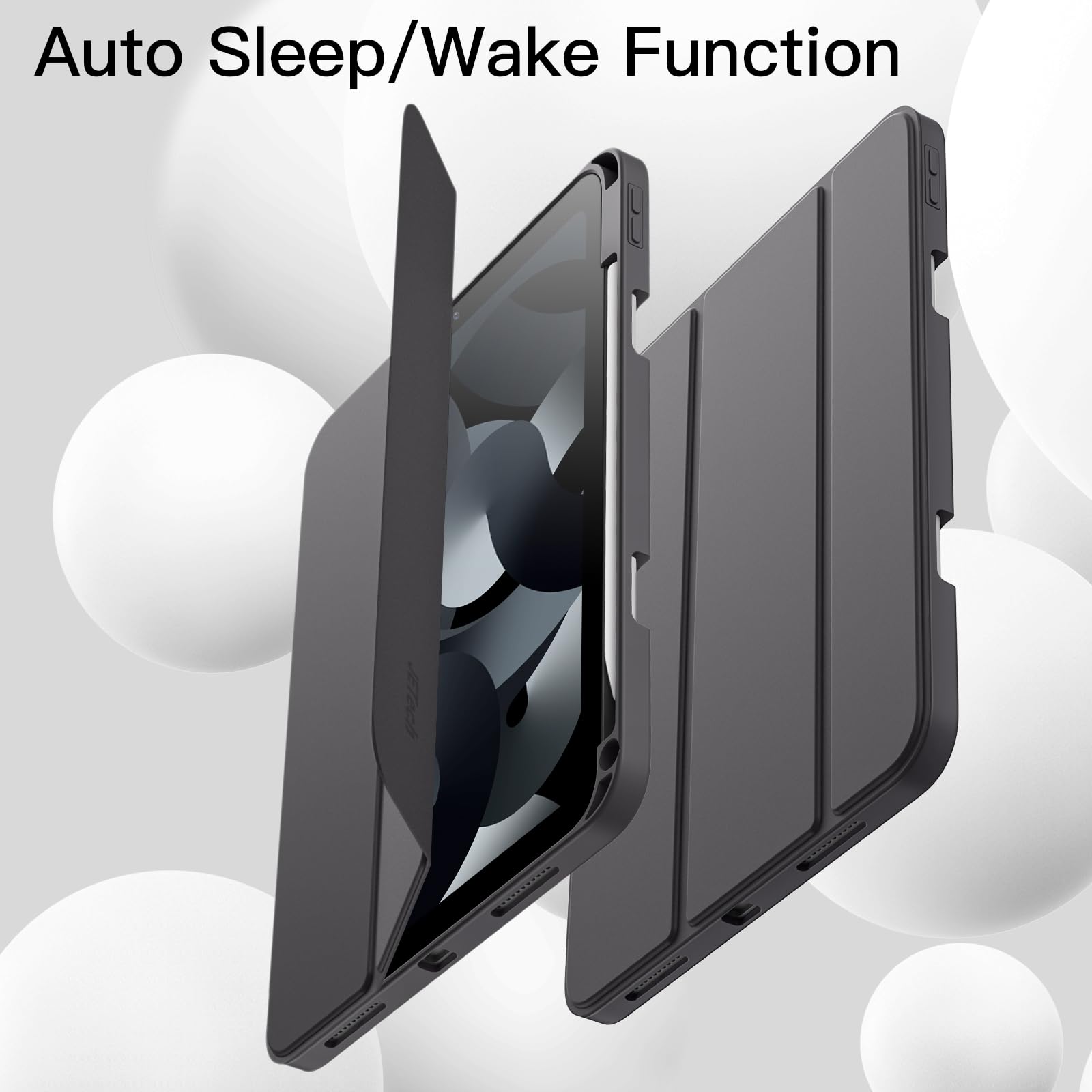 JETech Case for iPad Air 11-Inch M3/M2 (2025/2024), iPad Air 5/4 (2022/2020 5th/4th Generation 10.9-Inch) with Pencil Holder, Slim Tablet Cover with Soft TPU Back, Auto Wake/Sleep (Space Grey)