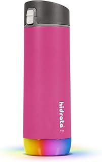 HidrateSpark Steel Smart Water Bottle, Tracks Water Intake & Glows to Remind You to Stay Hydrated, Chug, 17 oz, Fruit