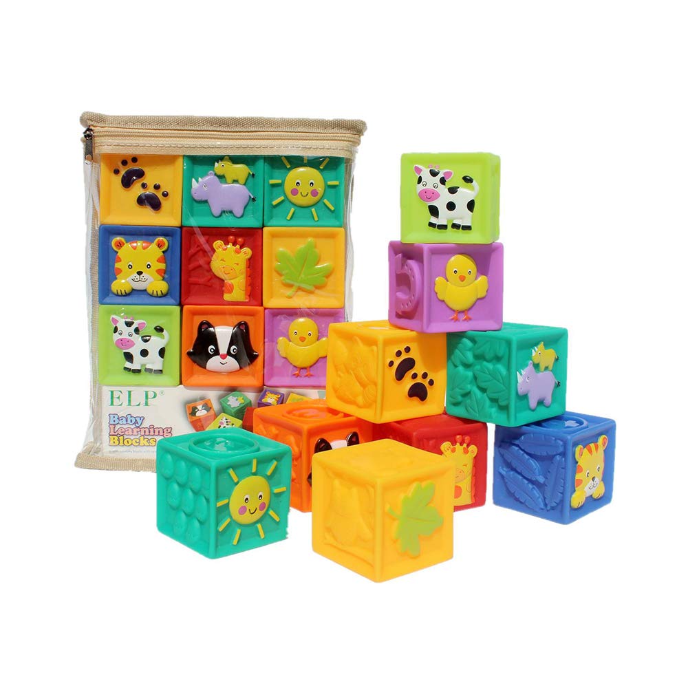 CX TECH Baby Bath Toy Toddlers Toys Blocks Building Stacking Toy Squeeze Educational Blocks Play Numbers Animals