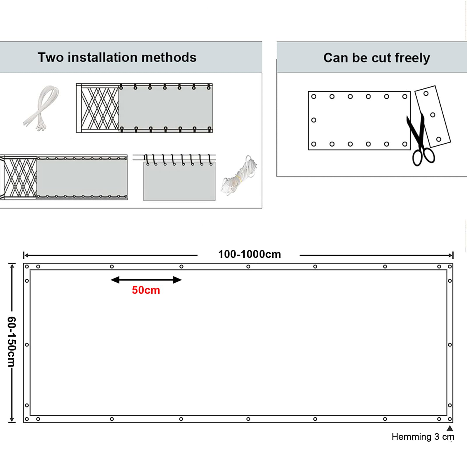 60 x 800 cm odporny na promieniowanie UV wodoodporny parawan ogrodowy balkon na taras zewnętrzny - czarno-biała ścianka działowa w paski