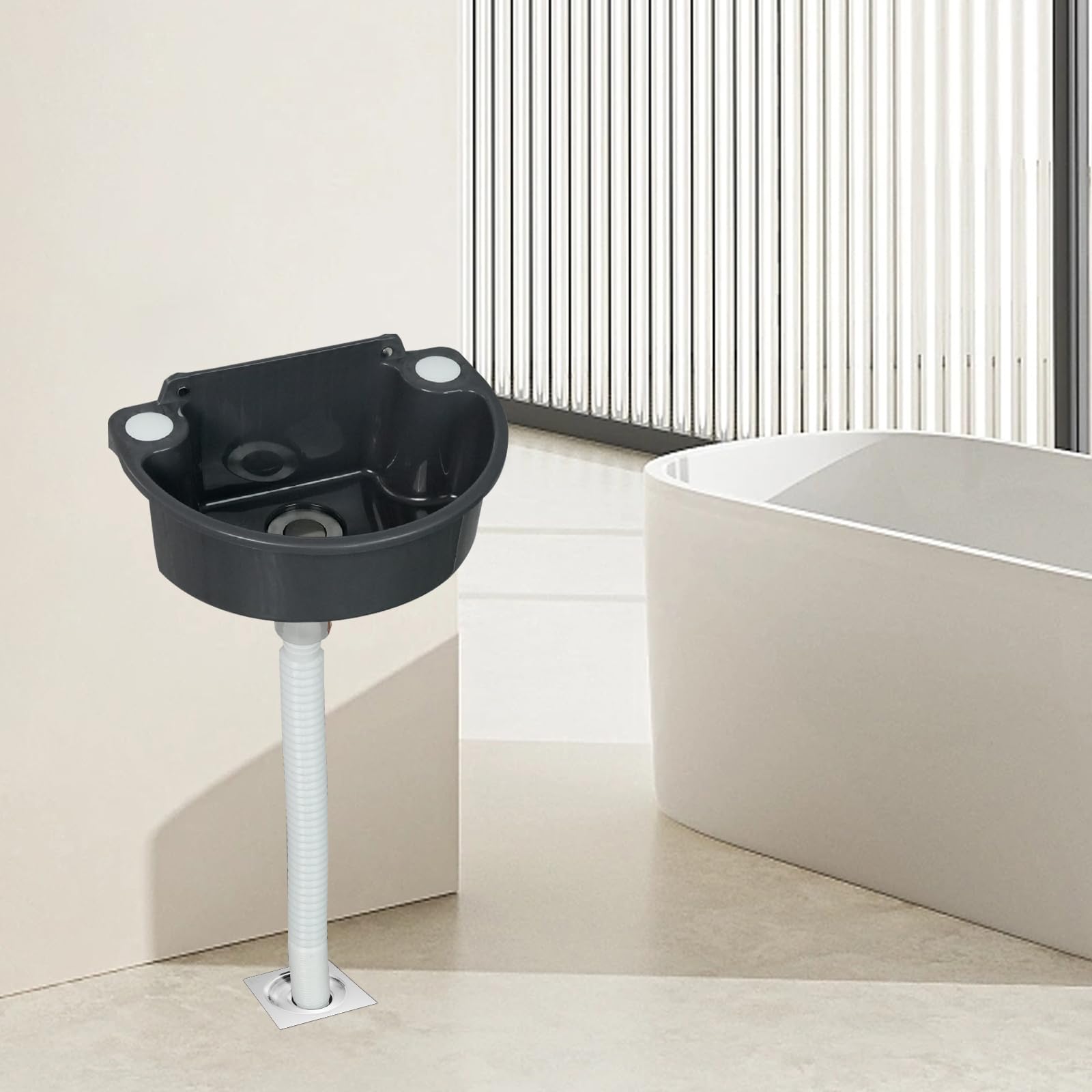 Fregadero De PláStico, Fregadero De Camping De Pared Con DesagüE De 75 Cm Lavabo Semicircular Gris Para Aseo De Invitados BañO Camping JardíN SóTano Obra 31 X 21 X 10,5 Cm