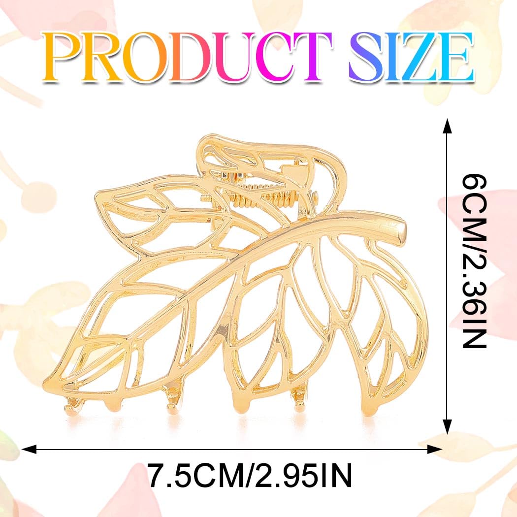 CAKURE Leaf Hair Claw Clips Gold Metal Hair Clips Medium Nonslip Hair Claws Leaves Hair Accessories for Women (Pack of 2) (a-gold&silver) - Image 6