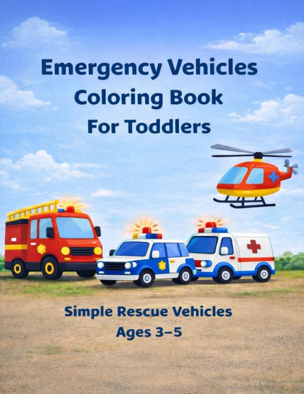 Emergency Vehicles Coloring Book for Toddlers: Simple Rescue Vehicles for Kids Ages 3–5