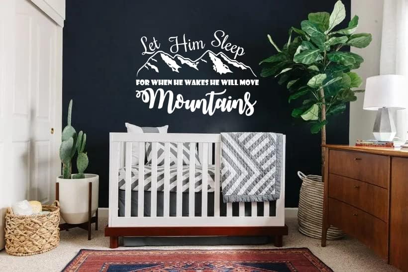 Miniatura 3 de Let Him Sleep For When He Wakes He Will Move Mountains Wall Decal Quote Vinyl Sticker Nursery Wall Decor Baby Boy Nursery Wall Decals F36