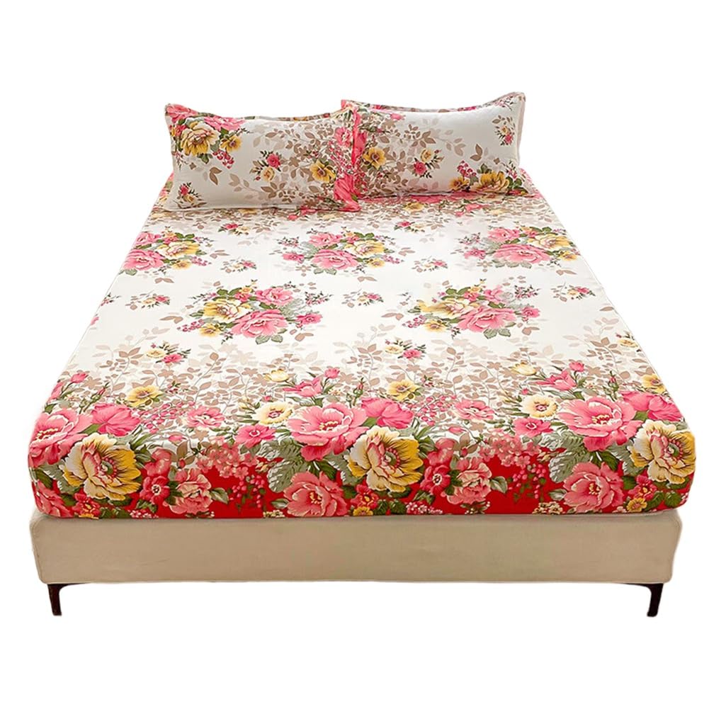 Housse de lit en coton lavé imprimé pour une chambre cocooning et moderne