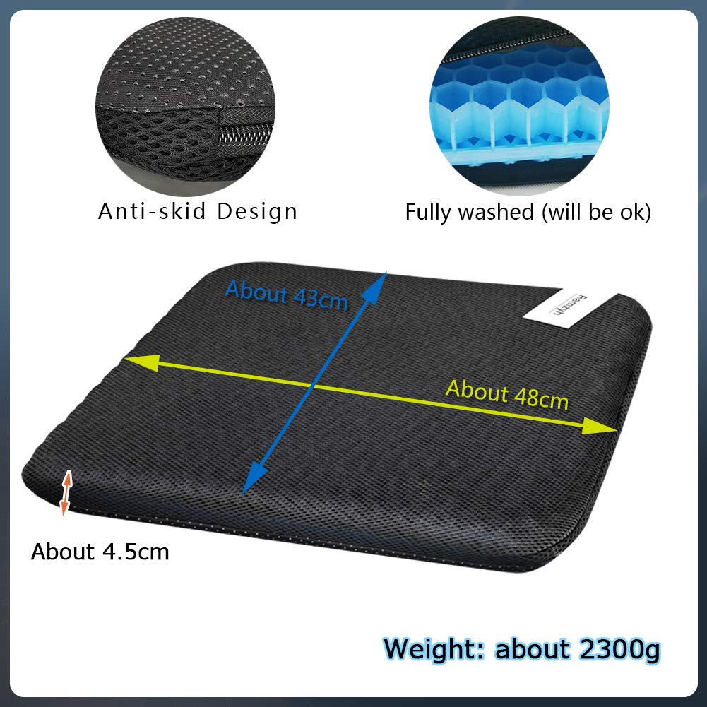 Cojín de gel transpirable con funda antideslizante para alivio de presión, cojín de gel de huevo de doble capa para alivio del dolor, oficina, silla de ruedas (extragrande)