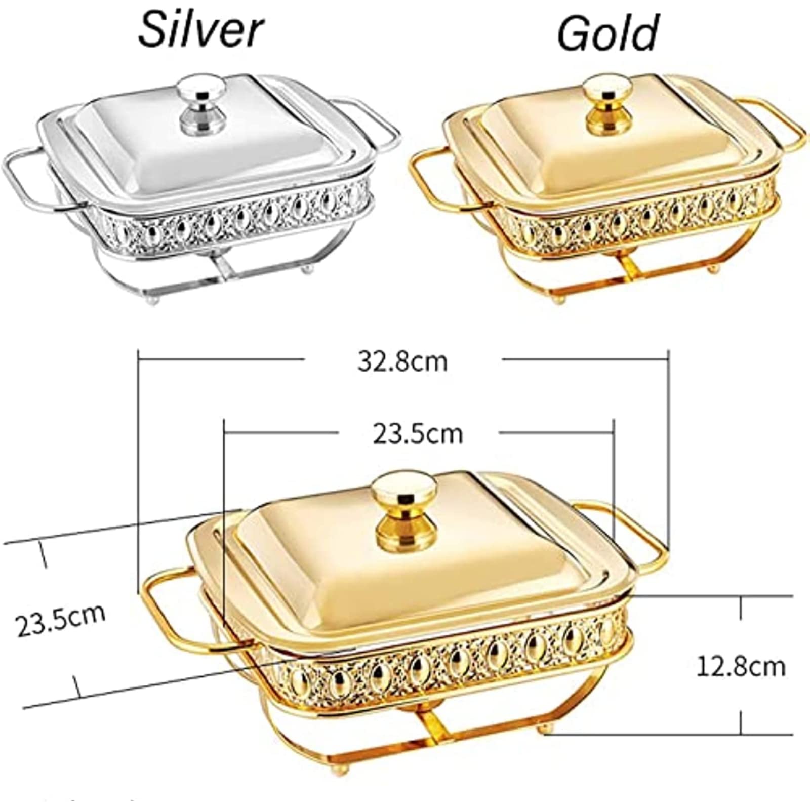 Set di scaldavivande in acciaio inox con coperchio, capacità 1,8 l, ideale per catering ed eventi all'aperto, piatti da portata per feste