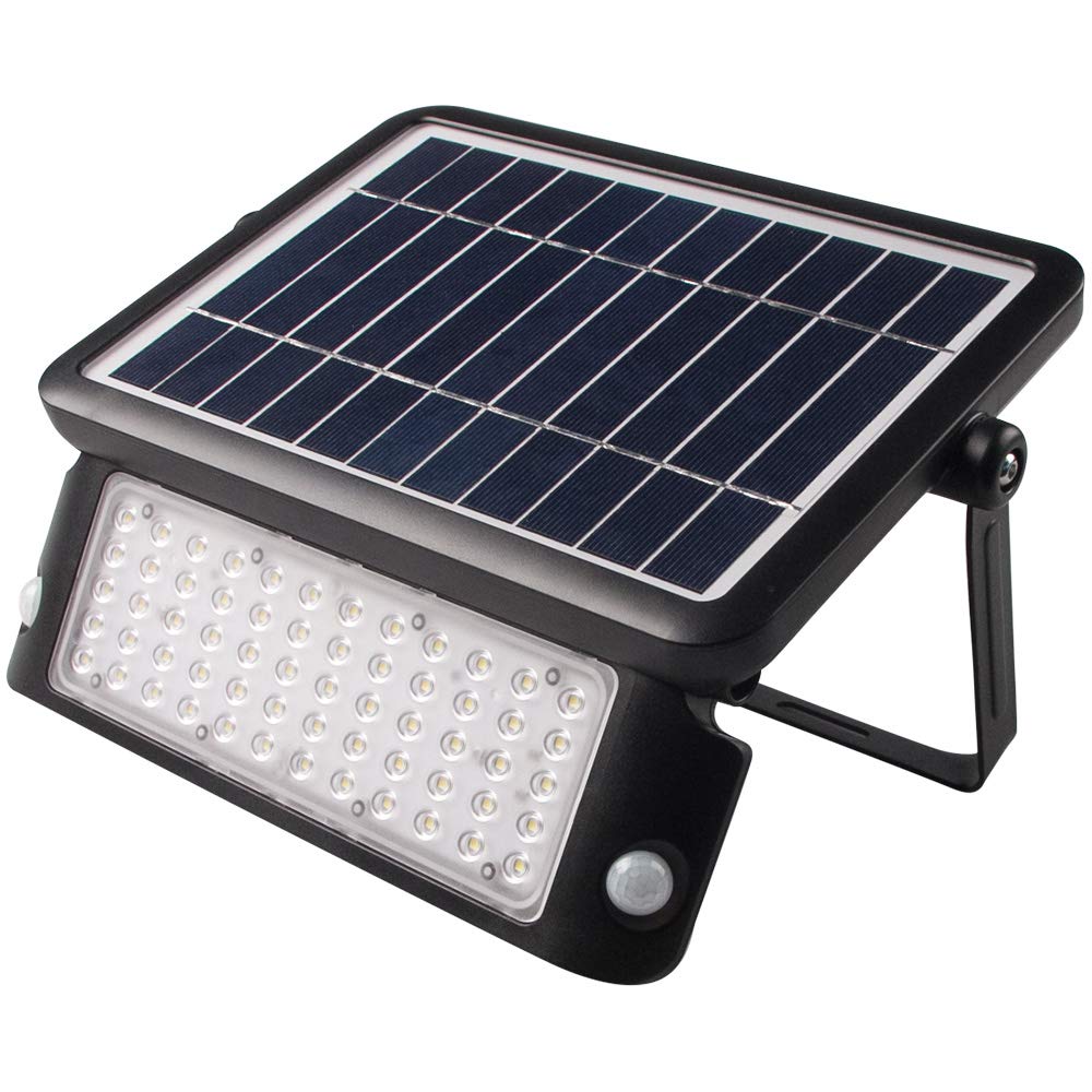 Proventa | LED Solar Profi-Strahler mit Bewegungsmelder | Li-Ionen-Akku | 10 W | 1.080 Lumen | IP65 | Helligkeitssensor | 3 Betriebsarten einstellbar | Farbe: schwarz