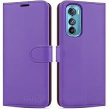iCatchy for Motorola Edge 30 Case Leather Wallet Book Flip Kickstand Card Slots Full Protection Folio Cover Compatible for Motorola Edge 30 Phone Lilac