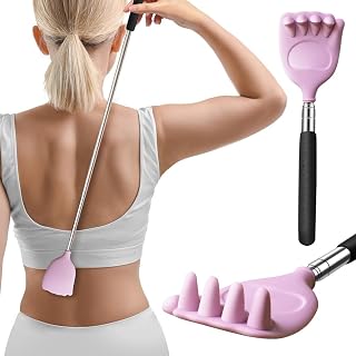 Back Scratcher Extendable Silicone Bear Claw Massager Tool Telescoping Stocking Stuffers for Itches Lotion Application Spa Men Women Kids Adults The Disabled Baby Purple