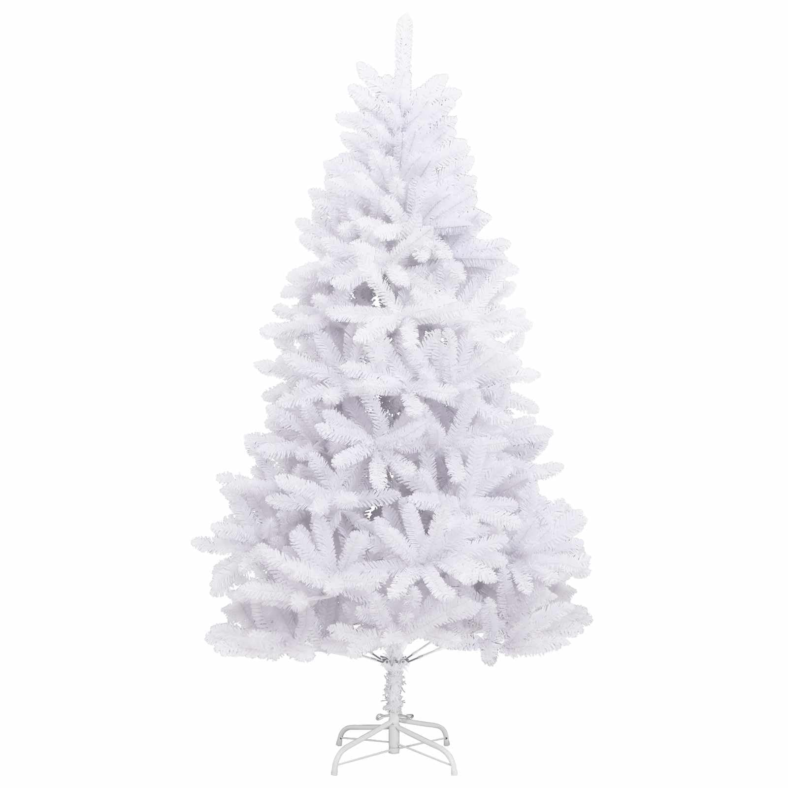 Künstlicher Weihnachtsbaum Weiß 180 cm PVC und Metall, 300 LED Lichterkette USB, lebensechte Spitzen, stabile Struktur für Wohnzimmer, Familie und geschützten Außenbereich