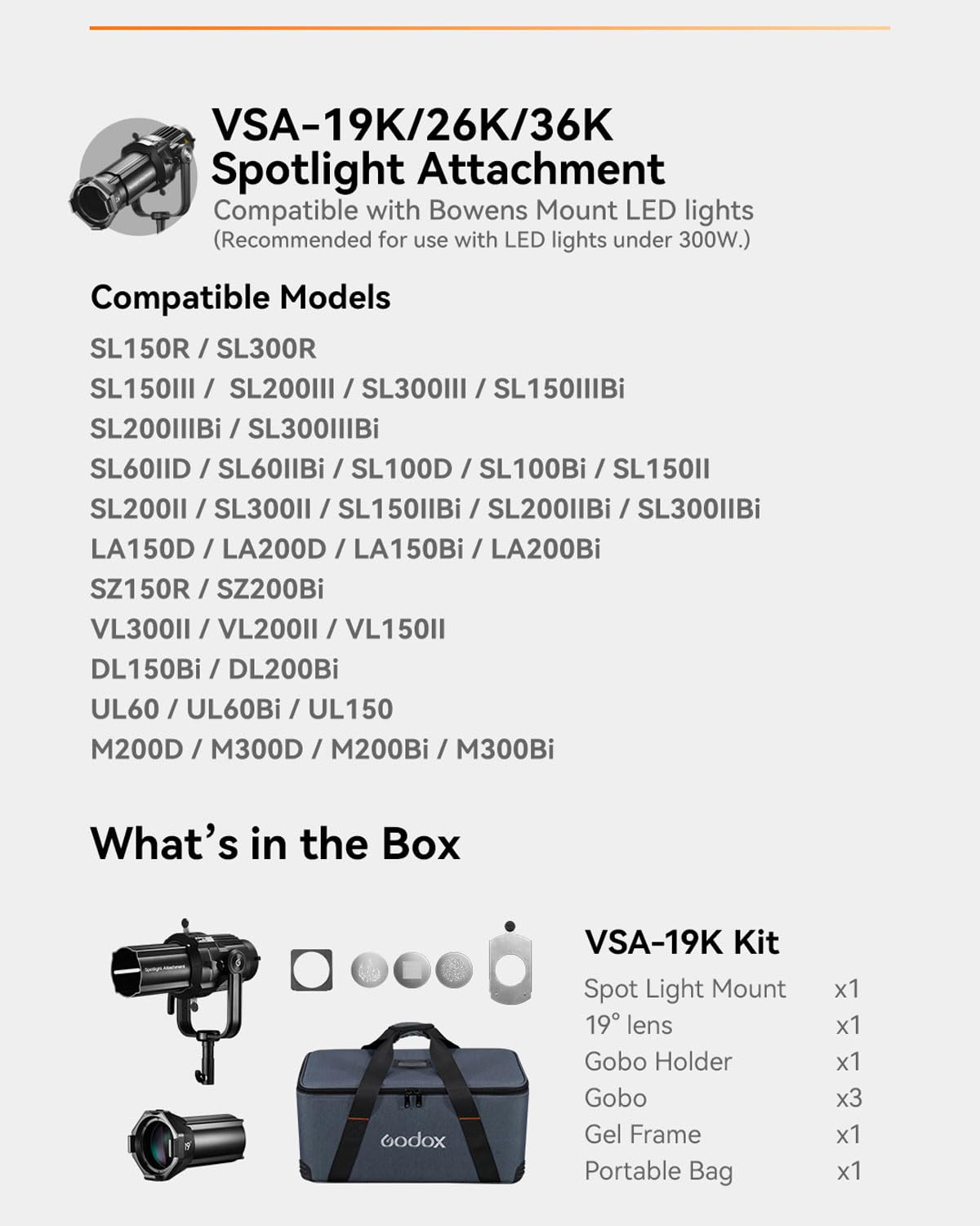 GODOX BP-SE LED Projection Attachment, Bowens Mount Snoot Spotlight GOBO Projektor (BP-HY-VSA)