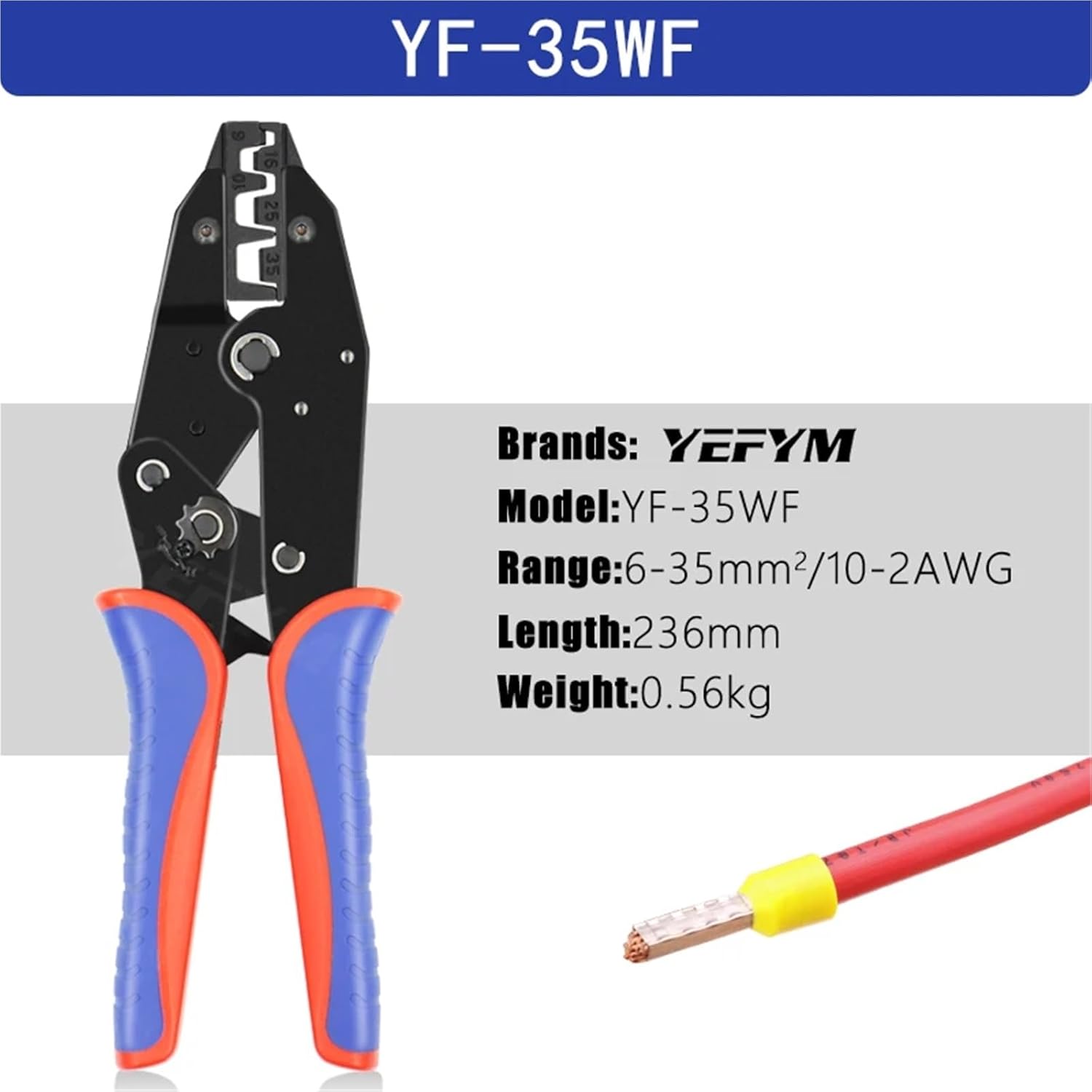 Crimping Tools For Sleeves Ferrule Terminals & Pin Cord End Ratcheting Wire Crimpers Pliers YF-10WF/35WF/50WF(YF-35WF)