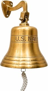 U.S. Navy Vintage Style Brass Ship Bell Antique Bronze Finish Decorative Maritime Nautical Decor