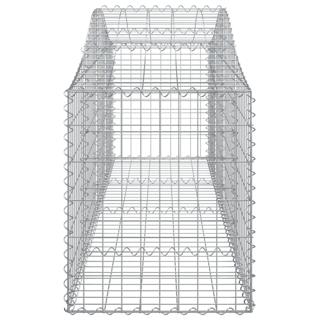 Kosze gabionowe 15 sztuk 200 x 50 x 60 / 80 cm Srebrne ocynkowane żelazo, dekoracyjne gabiony ogrodowe ze wzmocnionymi haczykami, bariery dźwiękochłonne do użytku na zewnątrz