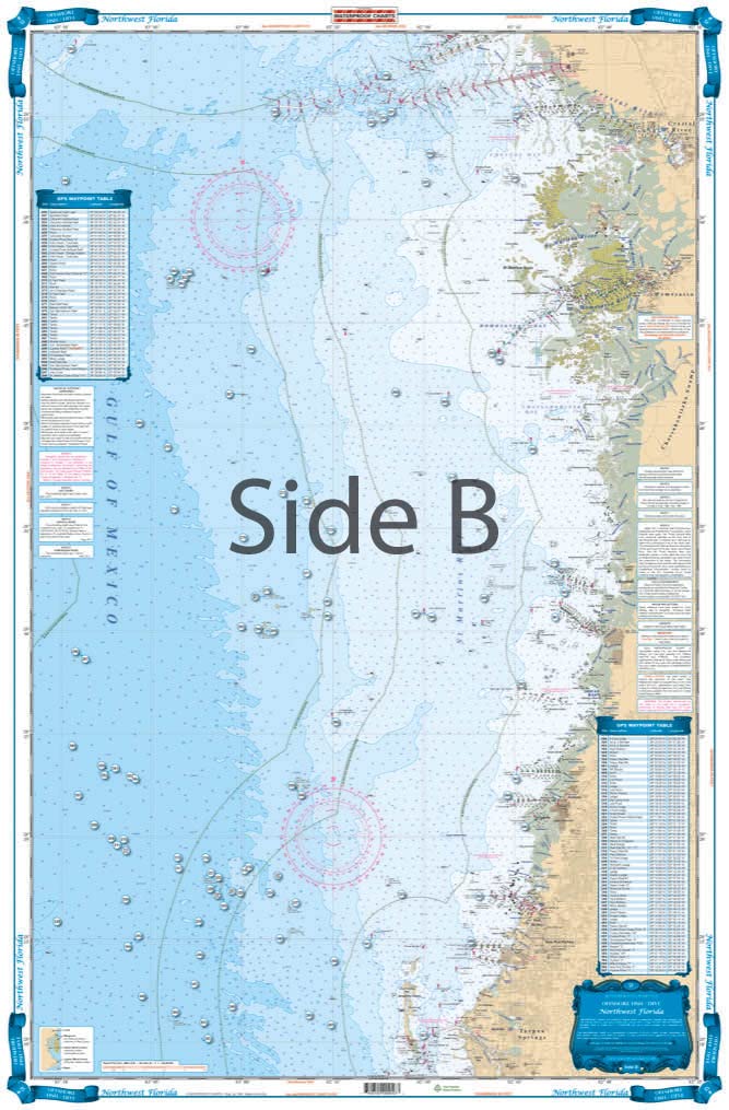 Western Florida Offshore Fish and Dive Chart Kit, 5 Charts Plus a Chart Tube, Easy-to-Read, Large Print, Waterproof Paper, Tear Resistant, Printed on two sides, 2 charts in 1, NOAA Charts