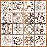 16 piezas Pintura Reutilizable Mandala, Plantillas Pintura Mandala Dot para Paredes Bricolaje Muebles Artesanías Piedra Madera