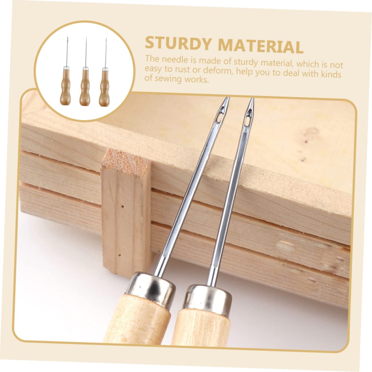 3Pcs Leather Stitching Awls Wood Handles DIY Sewing Prickers for Shoe Repair and Leather Craft Supplies Ergonomic Design for Comfortable Grip