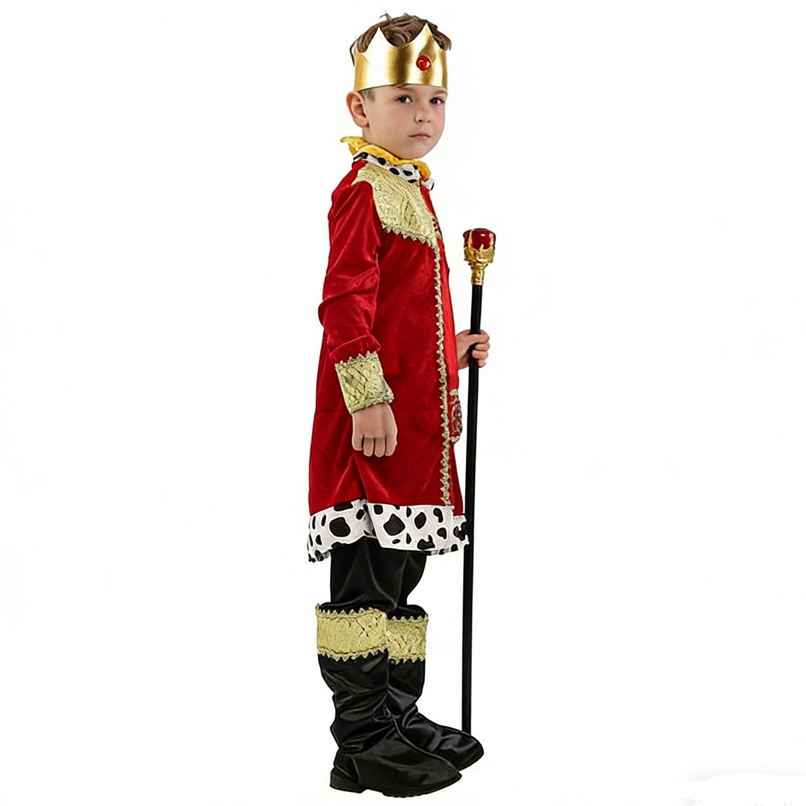 Generisch Mittelalterliches Königsgewand für Jungen Verkleidungsset mit Zepter für Rollenspiel Halloween Fest