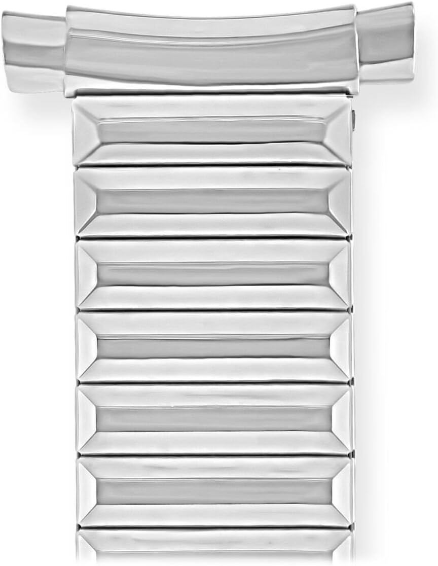 Speidel Men’s Twist-O-Flex Stainless Steel Stretch Watch Band, Gold or Silver Tone 16-22mm Straight End or Curved End with No Clasp