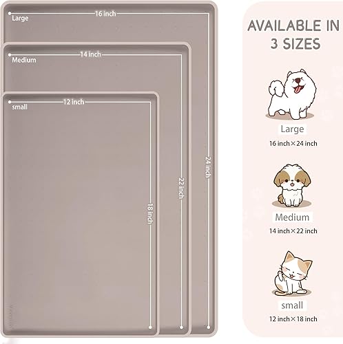 Vista 38 de MateeyLife Tapete de silicona para comida para gatos y perros para pisos, impermeable, antideslizante para alimentos y agua, tapete de alimentación