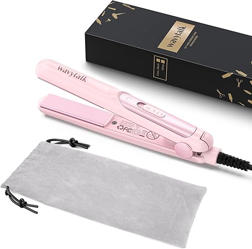 Wavytalk Mini plancha plana portátil, plancha de pelo de doble voltaje de 0.7 pulgadas, planchas planas pequeñas para cabello corto, rizos,