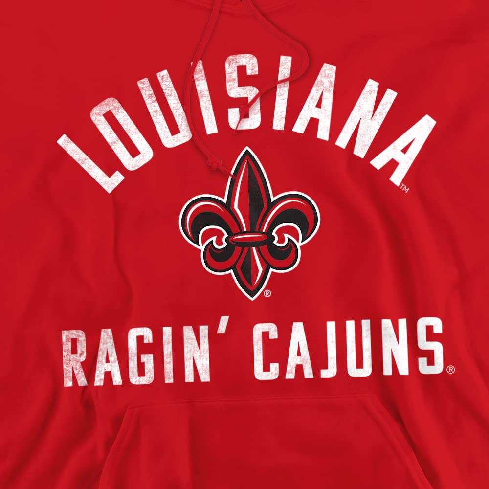 University of Louisiana at Lafayette Official Ragin' Cajuns Logo Unisex Adult Pull-Over Hoodie,Red, Medium