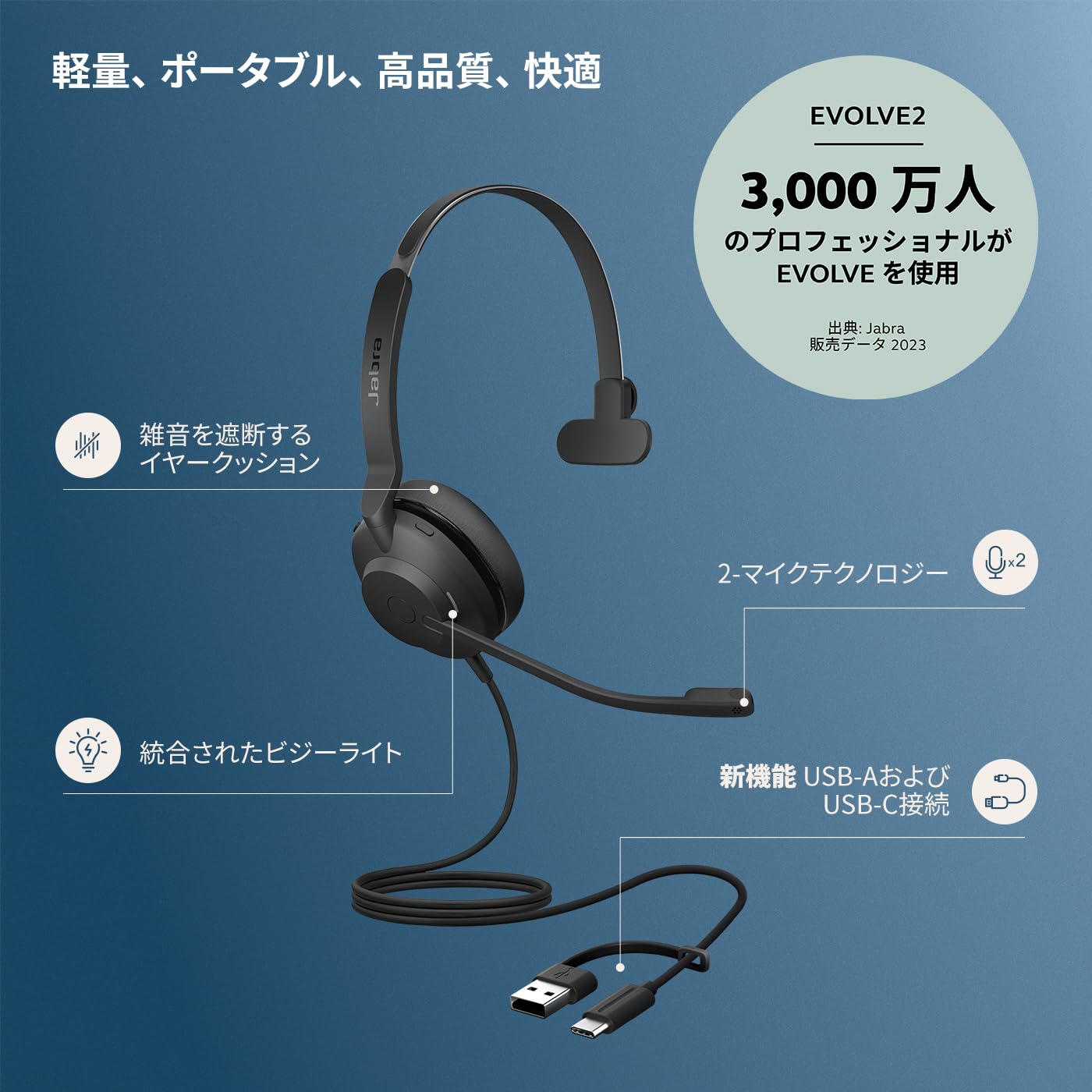 Amazon.co.jp: Jabra ヘッドセット Evolve2 30 SE UC Mono USB C/A