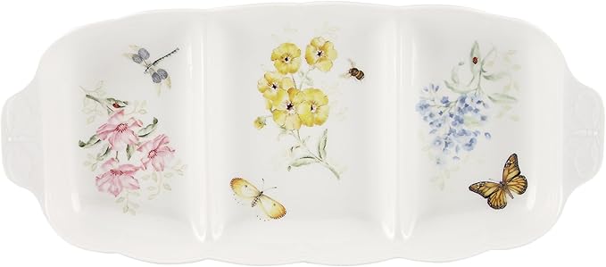 Lenox Butterfly Meadow 3 Part Divided Serving Tray, 2.30 LB