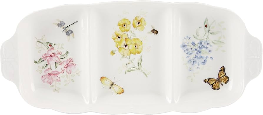 Amazon.com | Lenox Butterfly Meadow 3 Part Divided Serving Tray