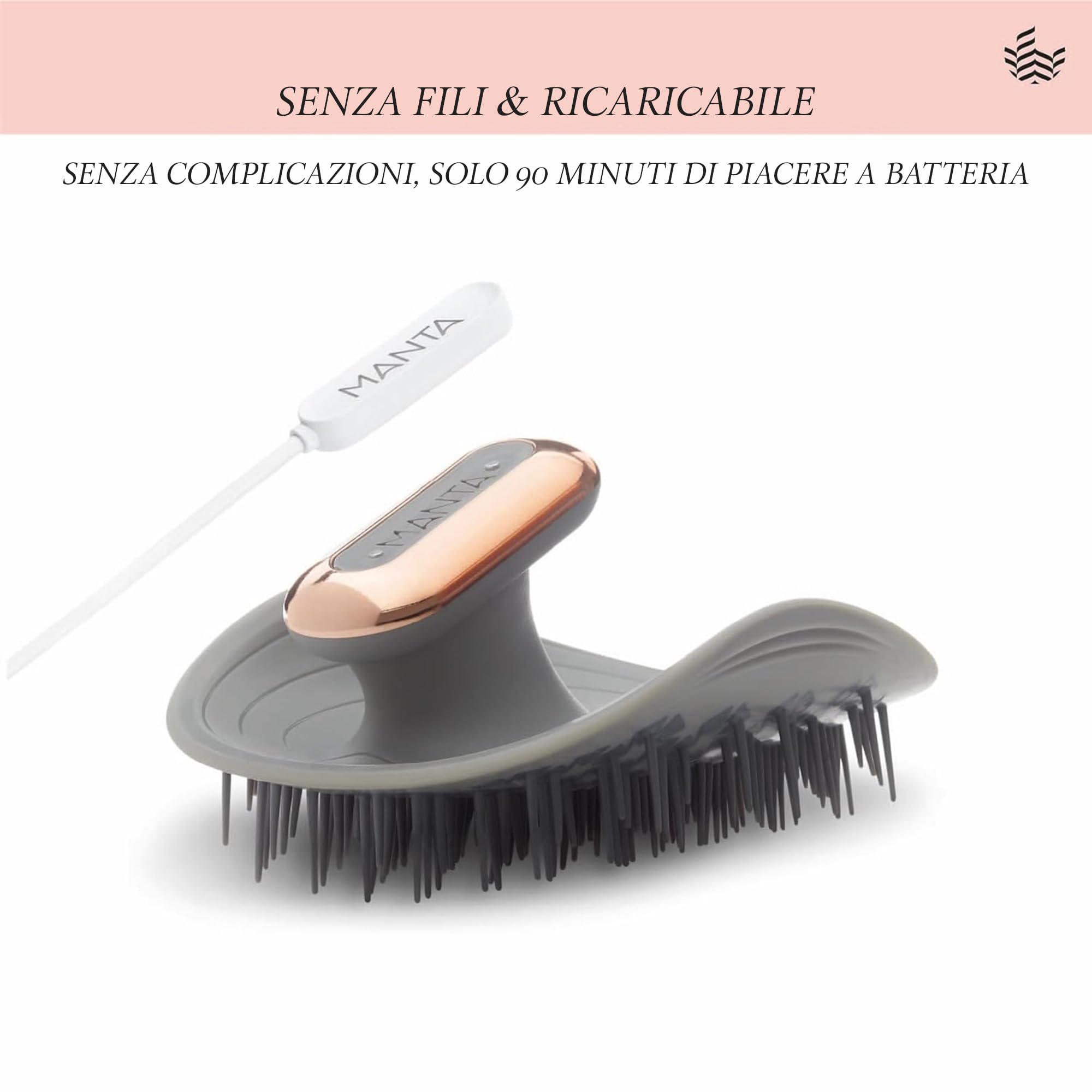 Manta Pulse Hair, Head & Scalp Massager, Shampoo Pennello ed Esfoliante Secco del Cuoio Capelluto, Stimola, Esfolia, Spazzola per capelli Minima Rottura, 100% Impermeabile Doccia Spazzola per Capelli