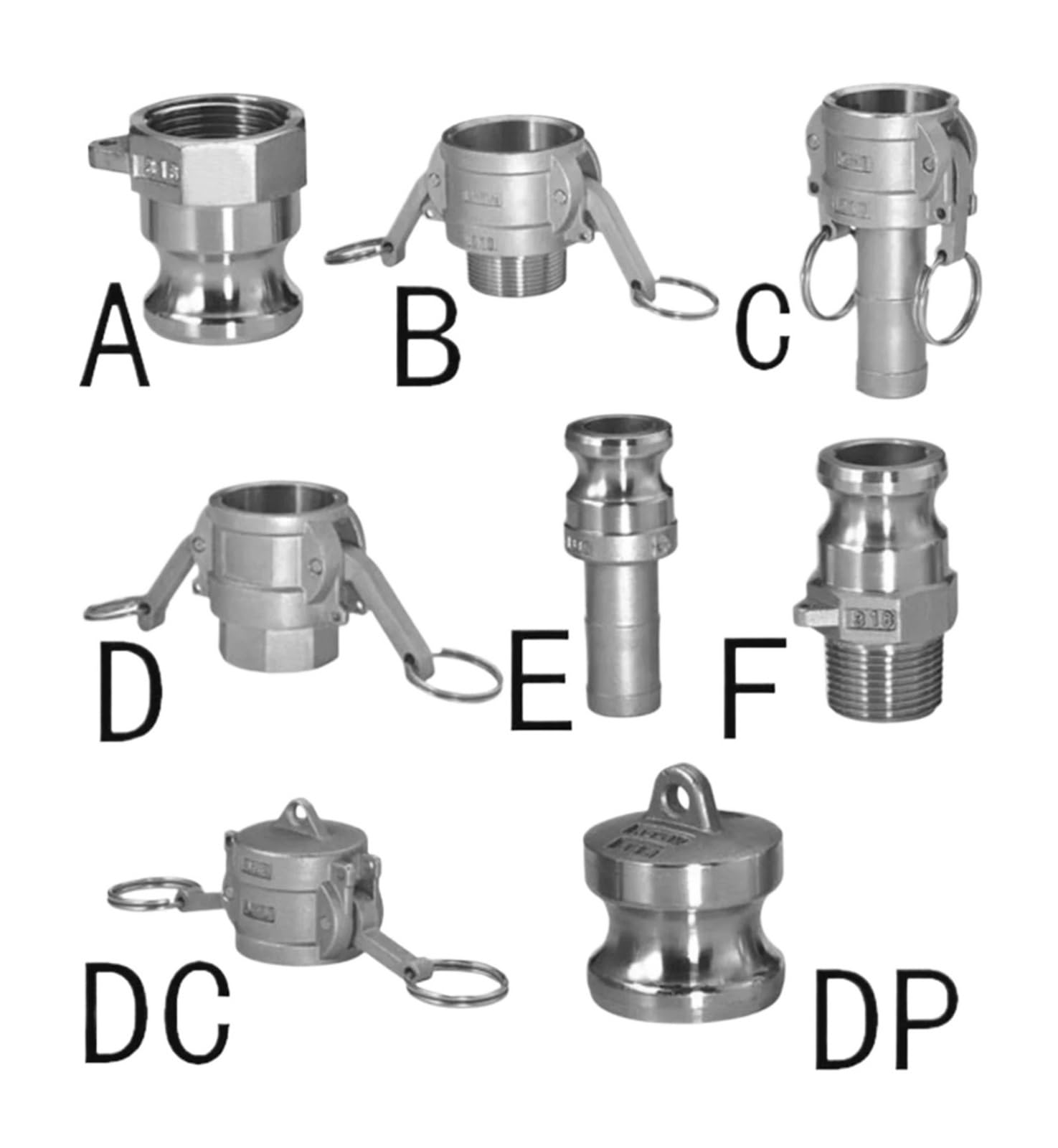 304 316 Stainless 1/2" 3/4" 1" 2"-4" BSP Female Male Camlock Fitting Quick Disconnect(Type C,316 STAINLESS_4")