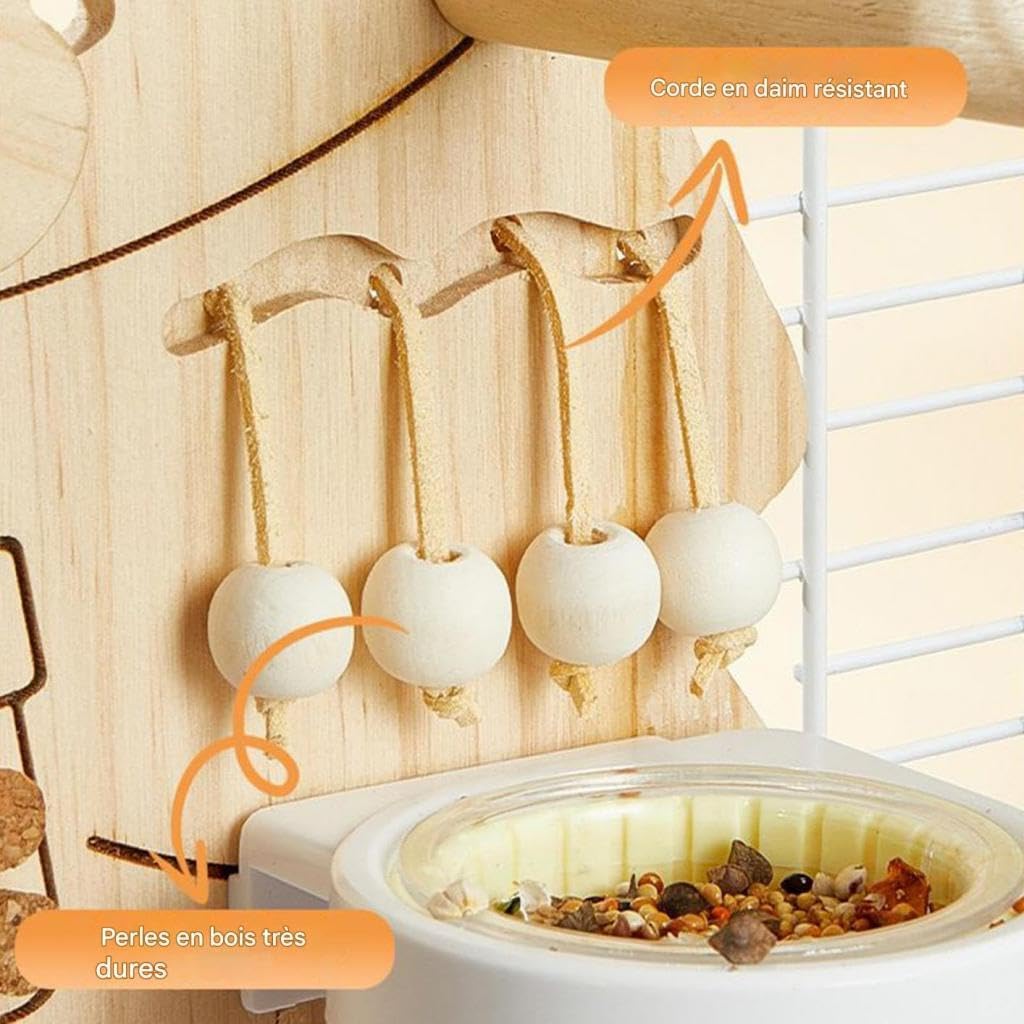 perfk Percha para Loros, Juguete para pájaros, comedero de Madera con tapón de Corcho, Juguete para Hacer Ejercicio, periquitos, guacamayos y