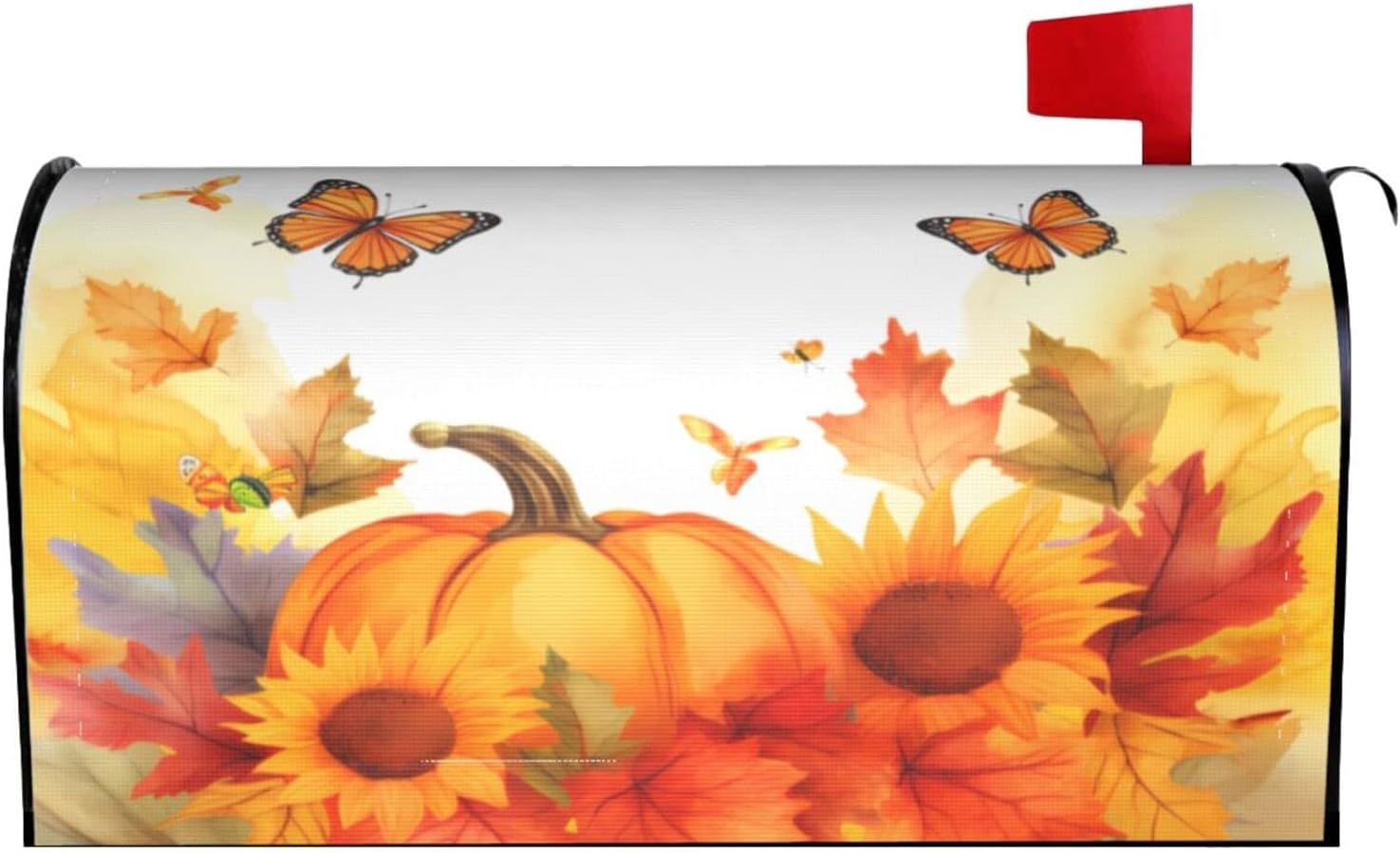 Autumn Fall Harvest Mailbox Cover Trees Nature Leaves Thanksgiving Pumpkin Mailbox Covers Magnetic Mail Wraps Post Garden Decorations 25.5x21 in