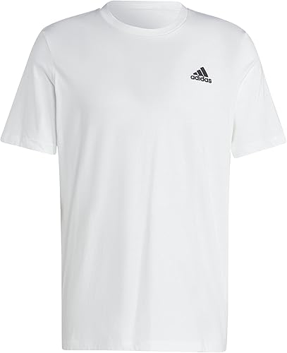 Adidas Camiseta con logotipo pequeño bordado para hombre Essentials