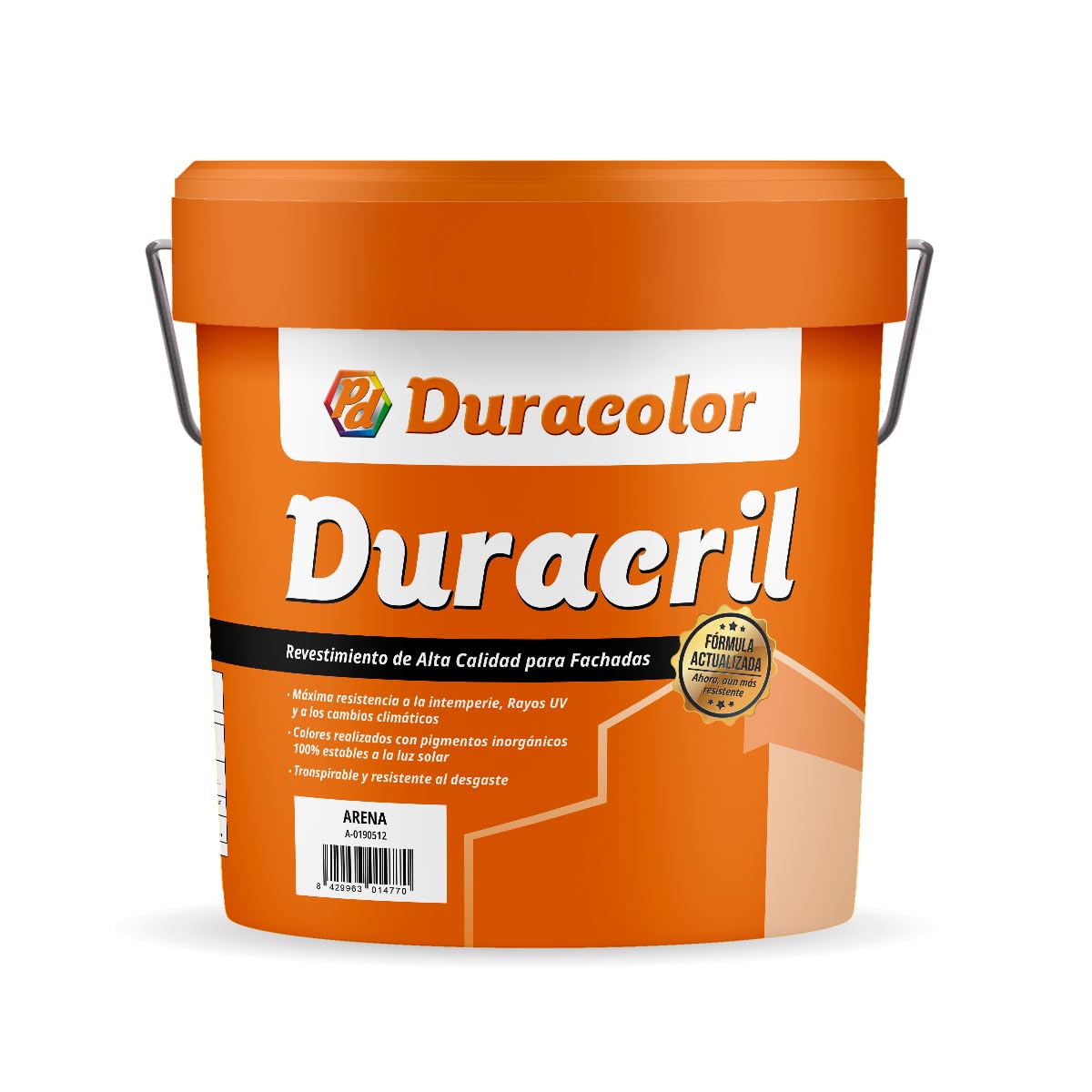 Pintura Duracril Liso - Color Arena - 12 Litros - Resistente a la Intemperie y a la Radiación Ultravioleta - Pintura Transpirable - Pigmentos Inorgánicos - Especial Para Fachadas - Duracolor