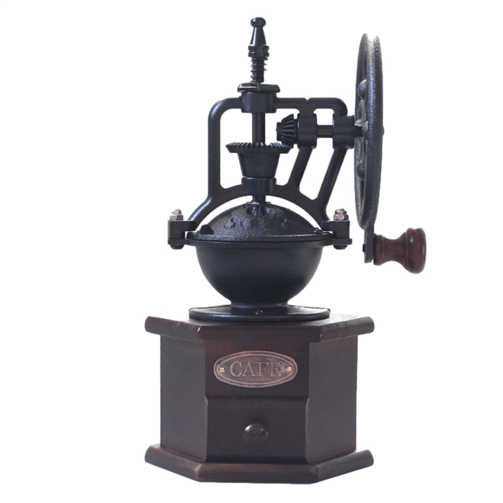Molinillo de café de madera – Molinillo de mano de 18 cm, molinillo manual de frijoles, estilo antiguo vintage | Molinillos de nueces ajustables poligonales para mejorar el sabor, acidez, café, té