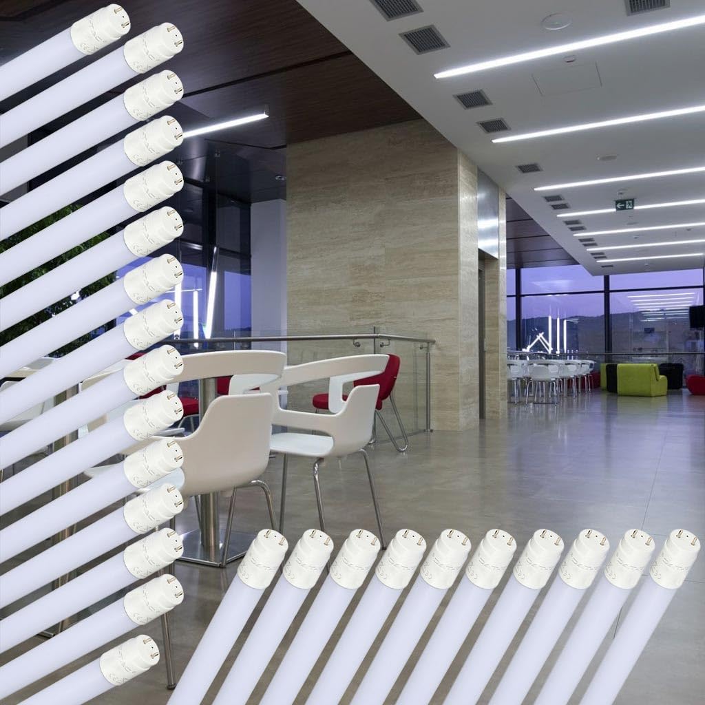 A2ZWORLD 25 Pezzi Tubo Neon A Led 90cm, Bianco Freddo 6500K, Neon T8 G13 90cm, 14W 1400 LM, Materiale in Nanoplastica, Alimentazione da Un Lato, Senza Modifica Impianti Originali