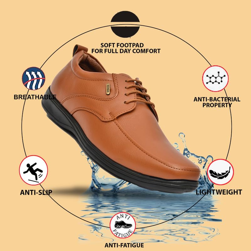 Image of Restroad Men's Formal Shoes | Synthetic Leather Lace-Up Office Wear Shoes for Men