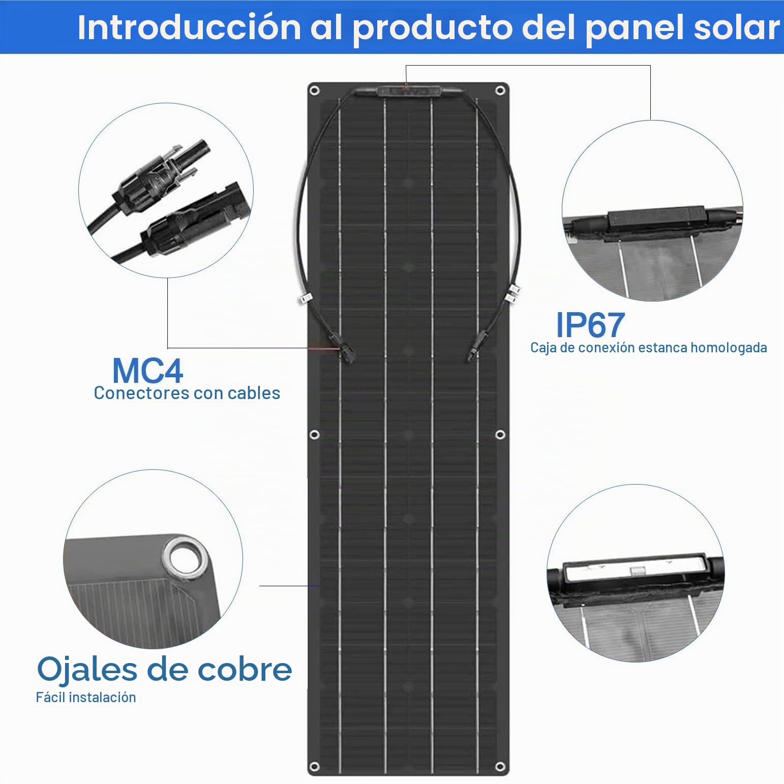 Placa Solar Flexible 400W 600W 800W 1200W Panel Solar Monocristalino Fotovoltaico Impermeable para Autocaravana Caravana Barcos Techos Casa Remolques Cargar Bateria(400W)