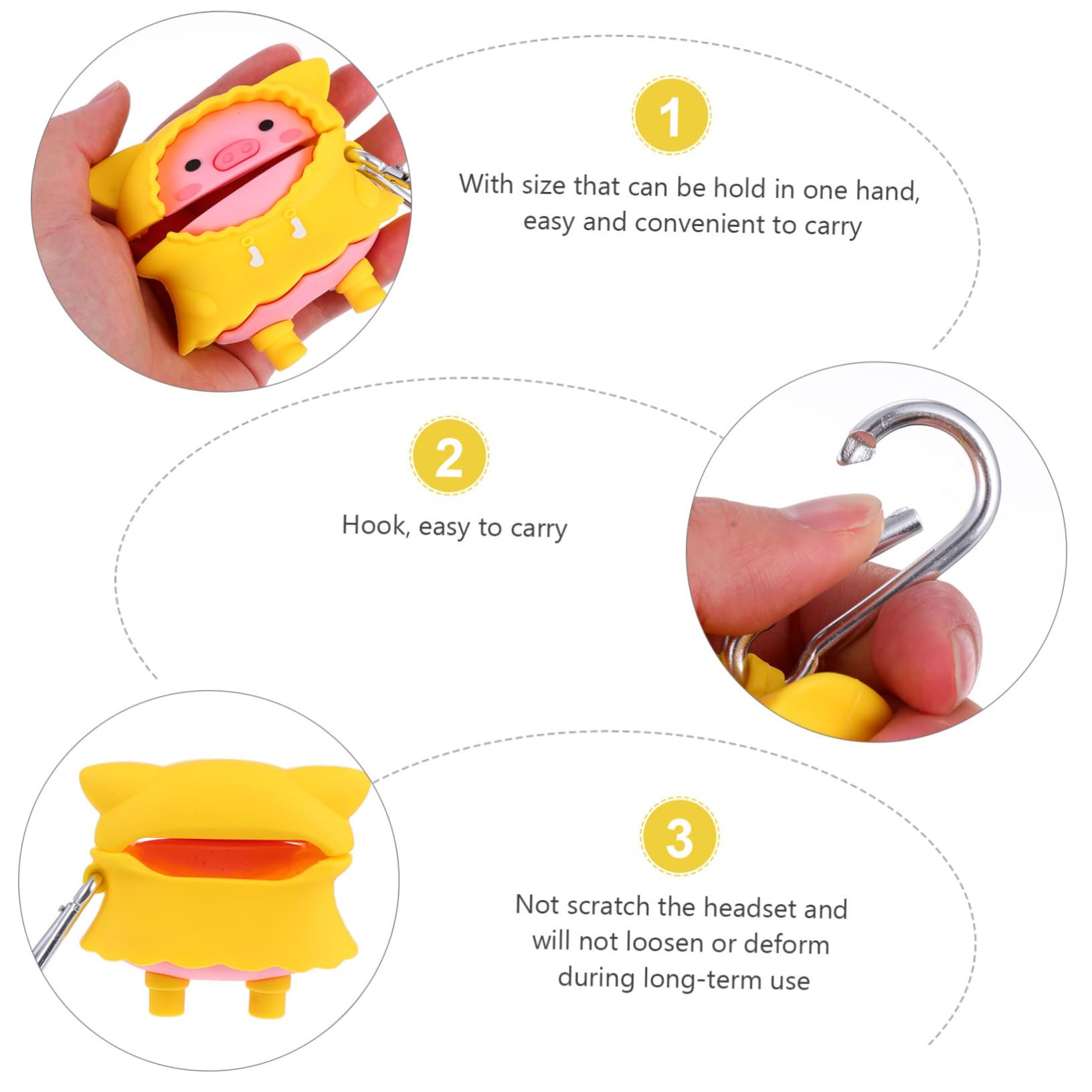 HOMSFOU 3juegos Funda Protectora De Silicona para Auriculares Inalámbricos Compatible Diseño Encantador Resistente y Duradera para