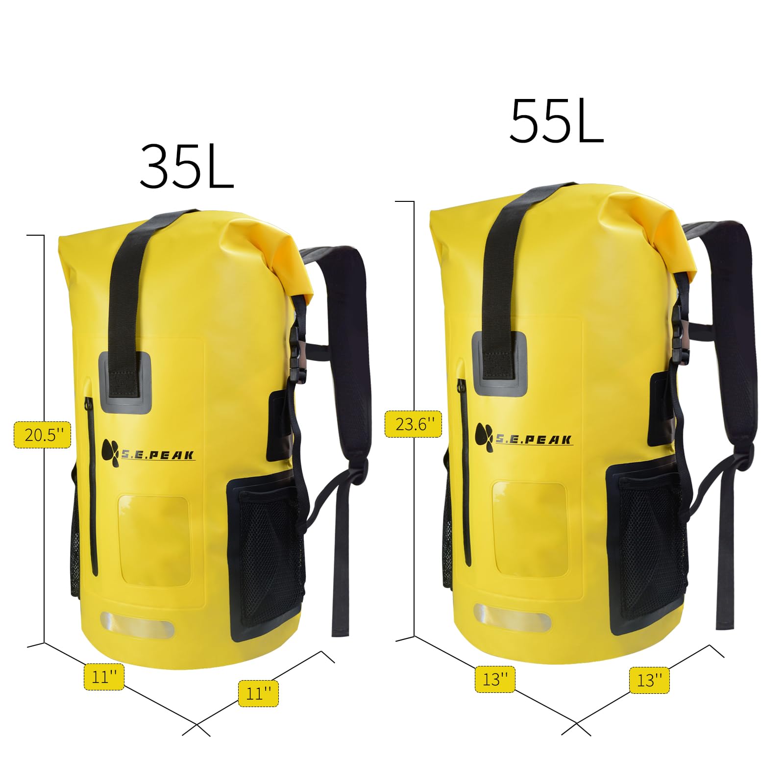 SEPEAK Wasserdichter Marine-Trockensack, Roll-Top-Rucksack, robuster Trockensack für Kajakfahren, Bootfahren, Schwimmen, Tauchen, Surfen, Rafting, Angeln, Camping, Wandern, mit reflektierenden