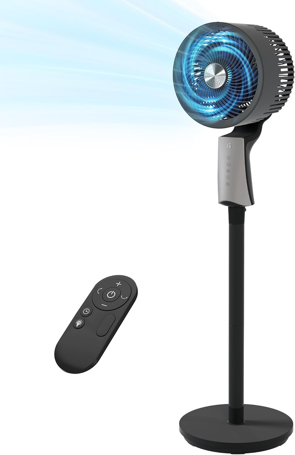 43” Pedestal Fan for Bedroom, 60°Oscillating Standing Fan with Remote, Quiet DC Motor Floor Fan, 32 Speeds & 3Modes, 120 ft Air Circulation, 23dB Ultra Quiet, 12H Timer