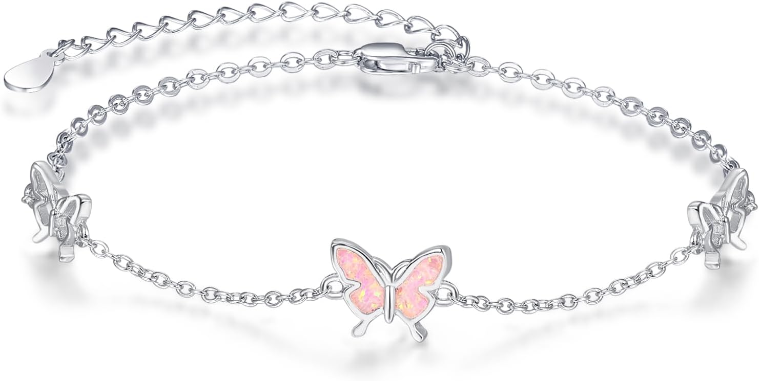 Palpitate Butterfly Bracelets Opal Butterfly Bracelets S925 Sterling Silver Butterfly Jewelry Birthday Gift for Women Wife Lovers Her