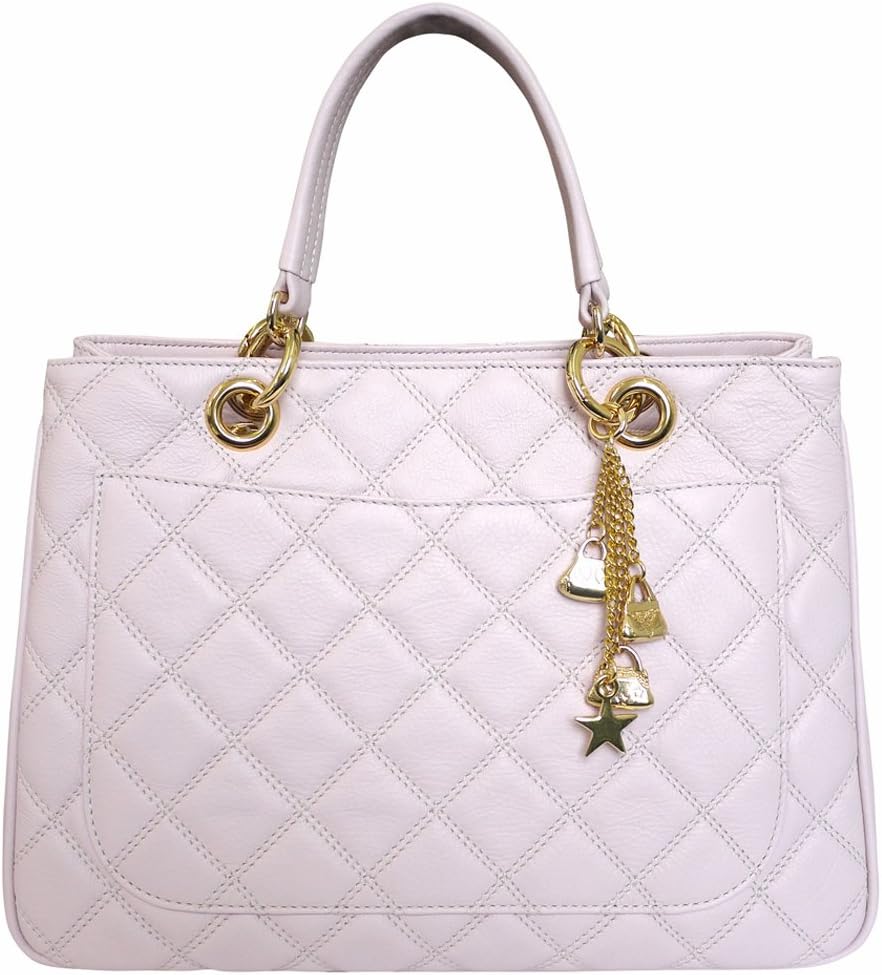 Carbotti Designer Quilted Leather Grab Handbag Celebrity Bag Wedding Bag - Pink