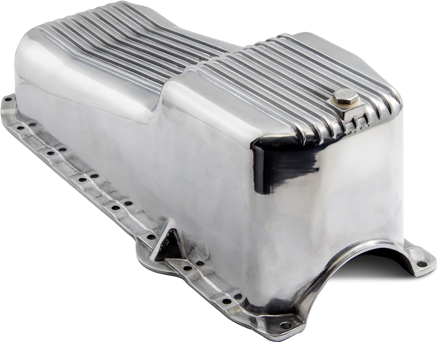 Compatible/Replacement for 1986-02 CHEVY SMALL BLOCK 305-327-350 V8 ALUMINUM STOCK CAPACITY OIL PAN - RETRO FINNED-CHROME